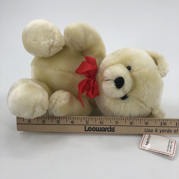 Tonytoy Puli Teddy Bear Plush Stuffed Animal Light Yellow Cream Red Bow 10" TAG - Picture 12 of 12